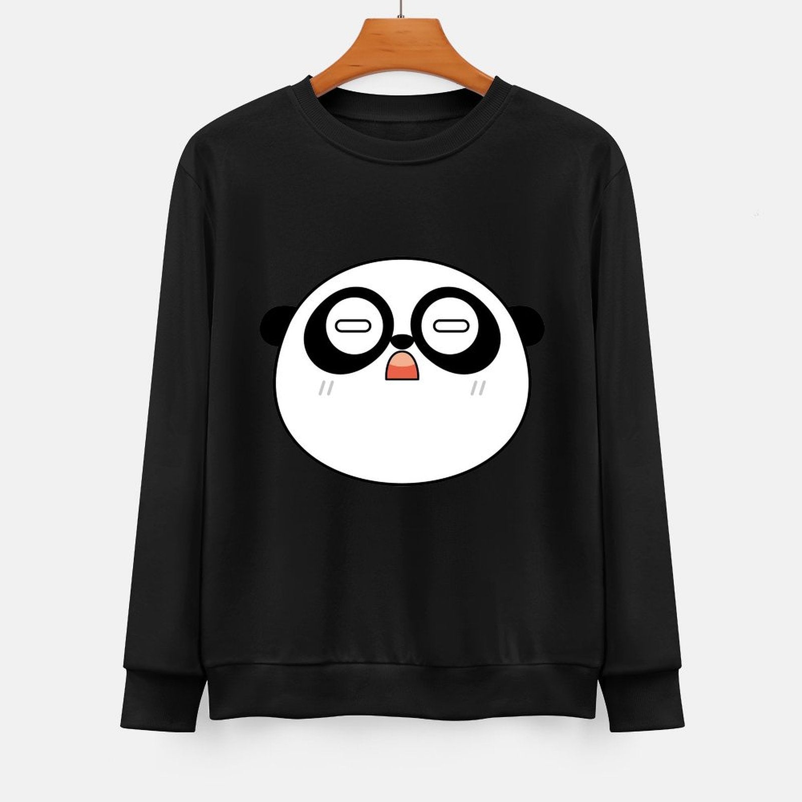 Front Patterned Long Sleeve TopSharp Crewneck